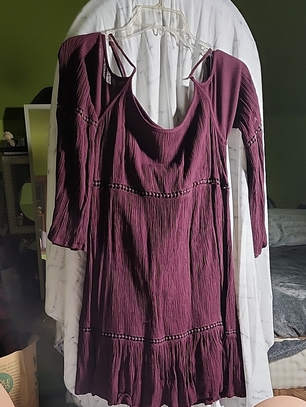 Patrons of Peace Plum Long-Sleeve Boho Peasant Dress